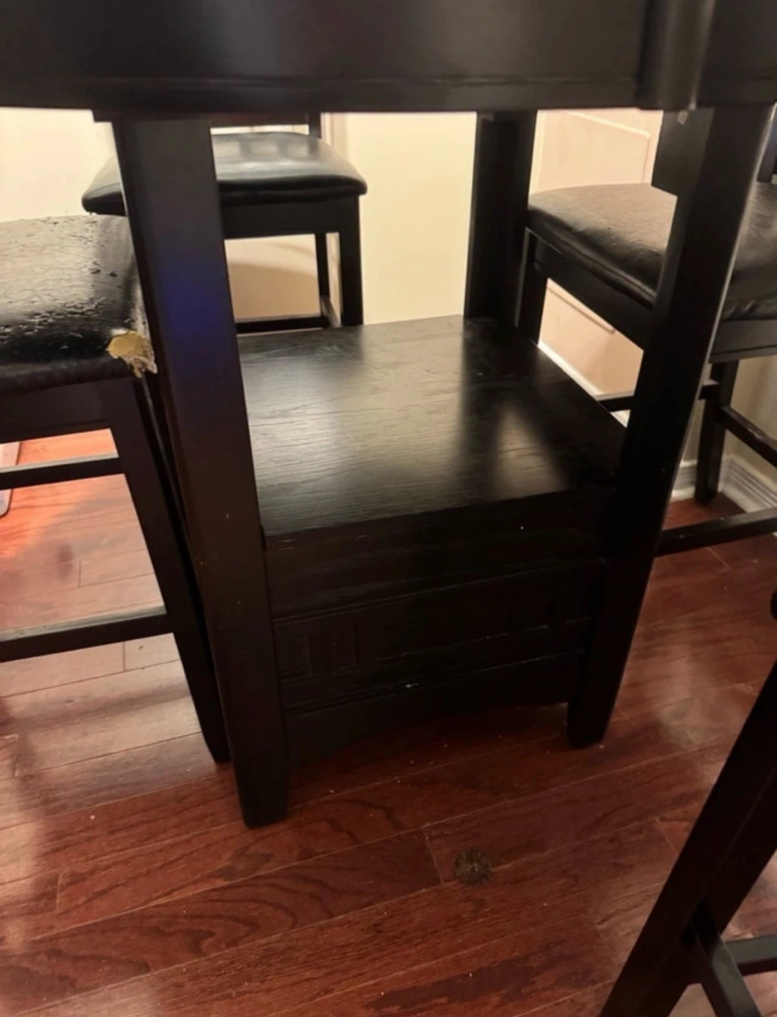 Dark Wood Round Dining Table with 4 Chairs - photo 4