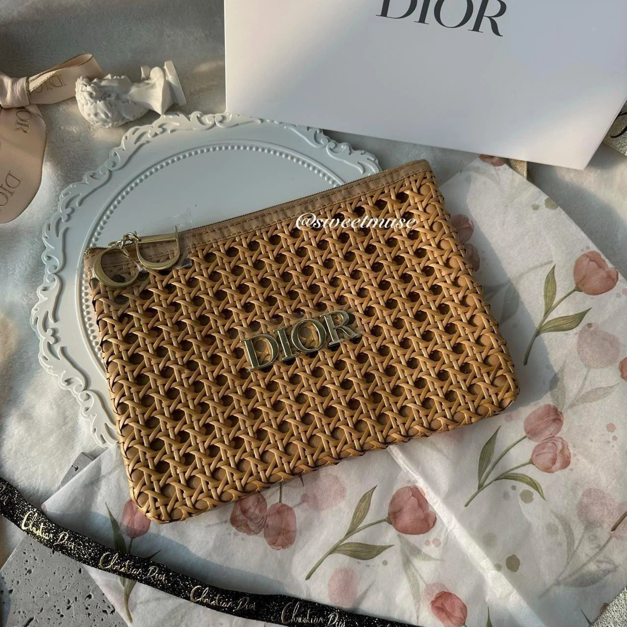 Christian Dior Woven Pouch makeup pouch