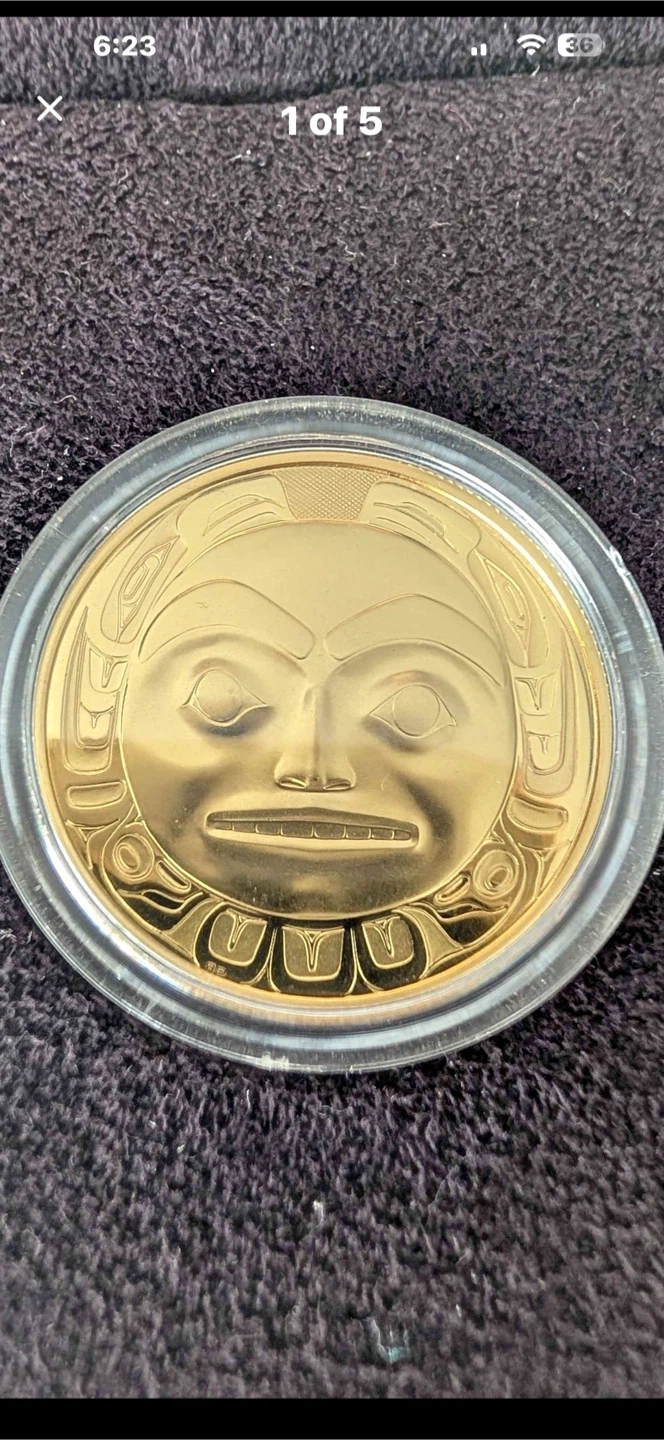 22karat Gold Coin with Sun Face Design