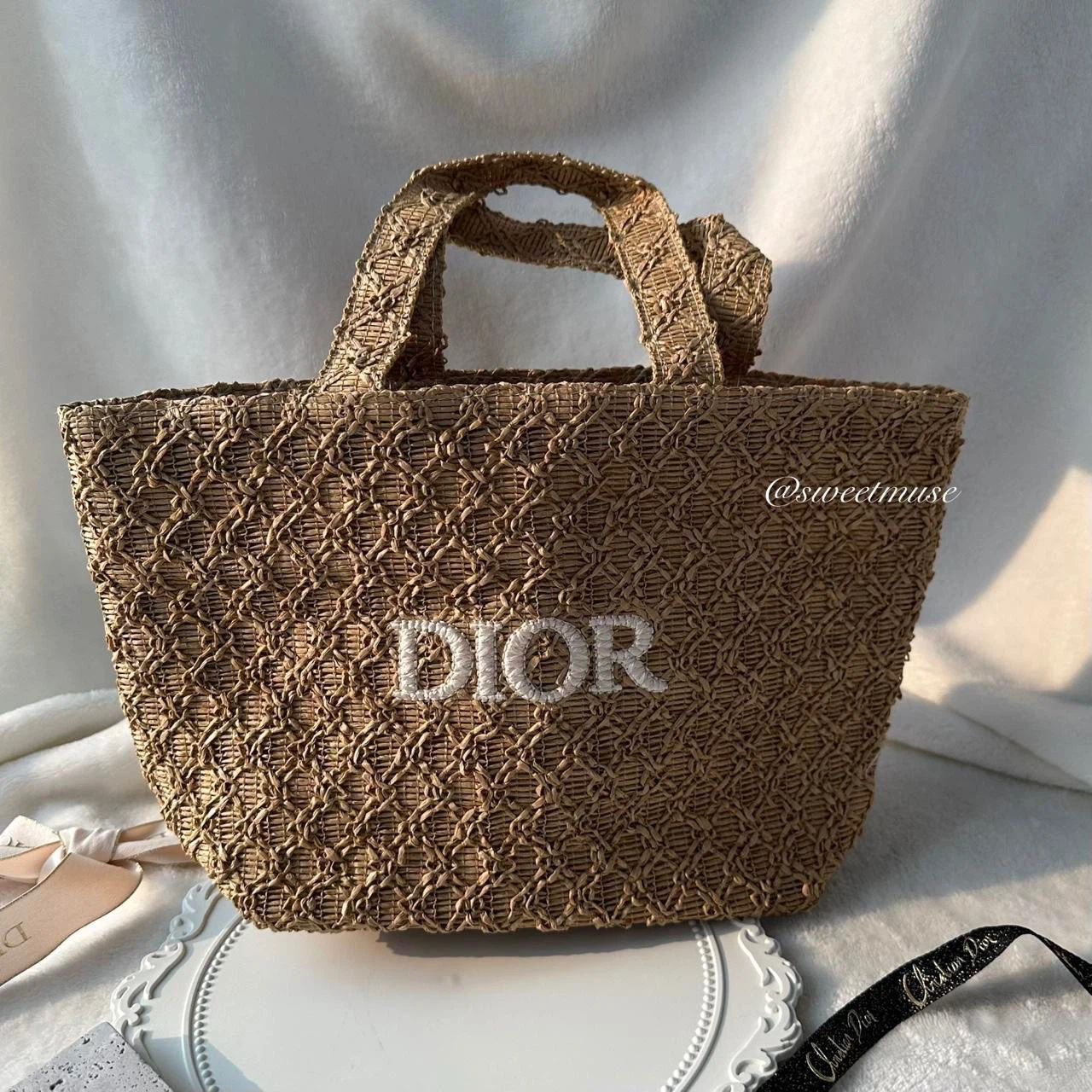 Dior Raffia mini Tote Bag Authentic Dior beauty