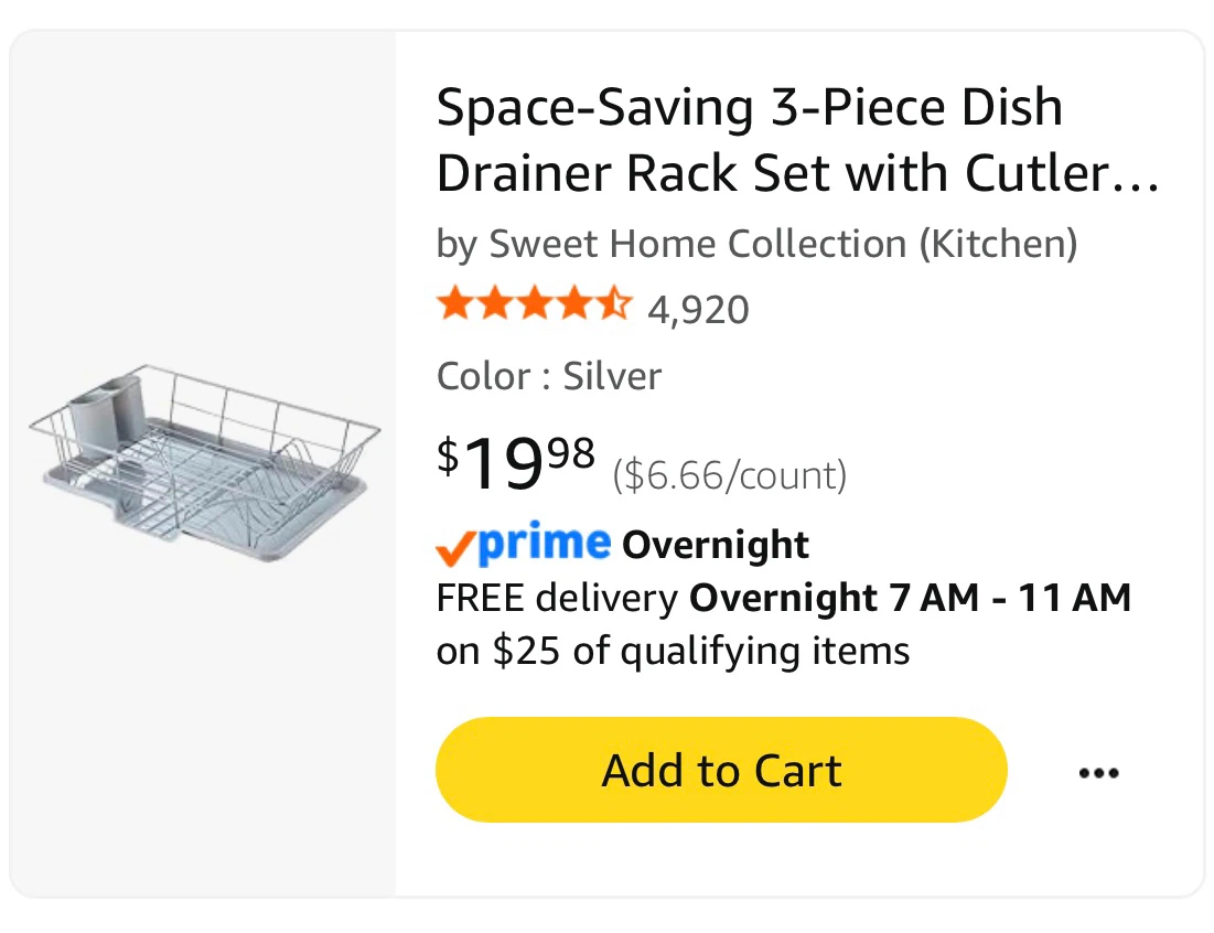 Space-Saving 3-Piece Countertop  Dish Drying Rack - photo 2