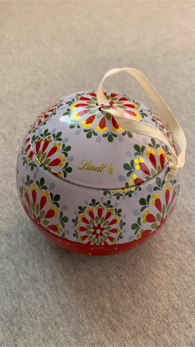 Lindt Ball Tin Ornament - About the size of a large grapefruit