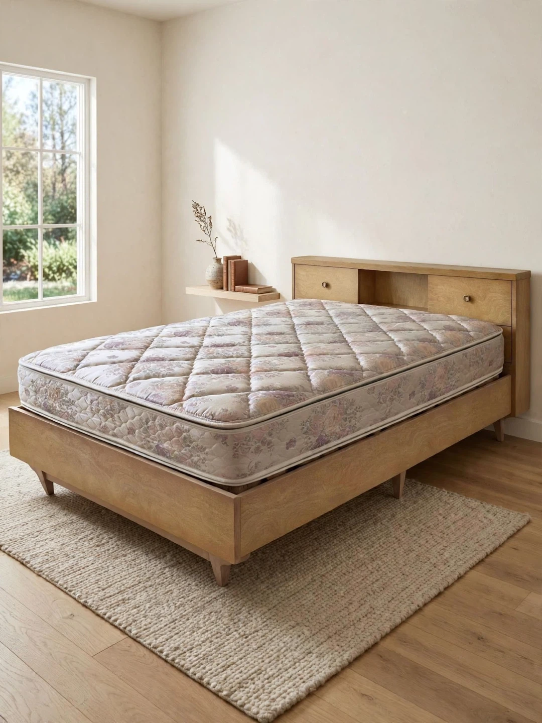 Vintage Wood Queen Bed Set with Storage – Complete Set