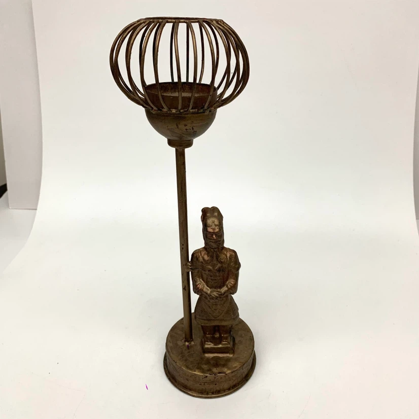 Vintage Candle Holder Metal Lantern Figurine Decor Table Accent