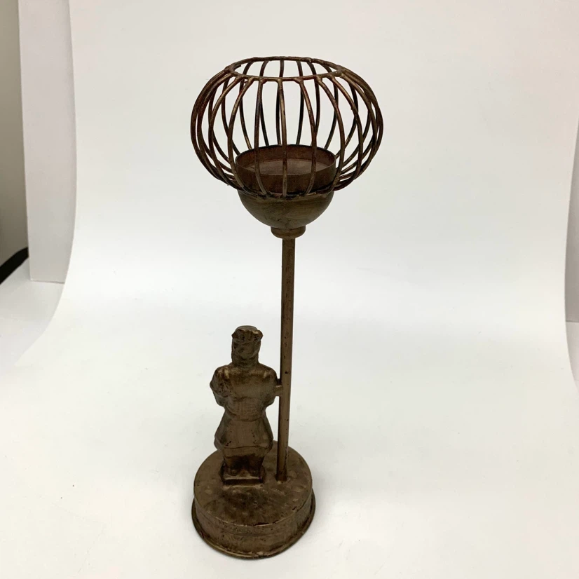 Vintage Candle Holder Metal Lantern Figurine Decor Table Accent - photo 4