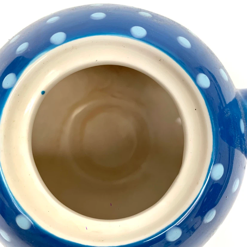 Blue Polka Dot Ceramic Teapot Tea Pot Kitchen Decor Kettle - photo 5