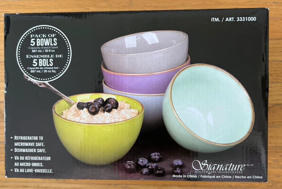 Pack of 5 ceramic bowls