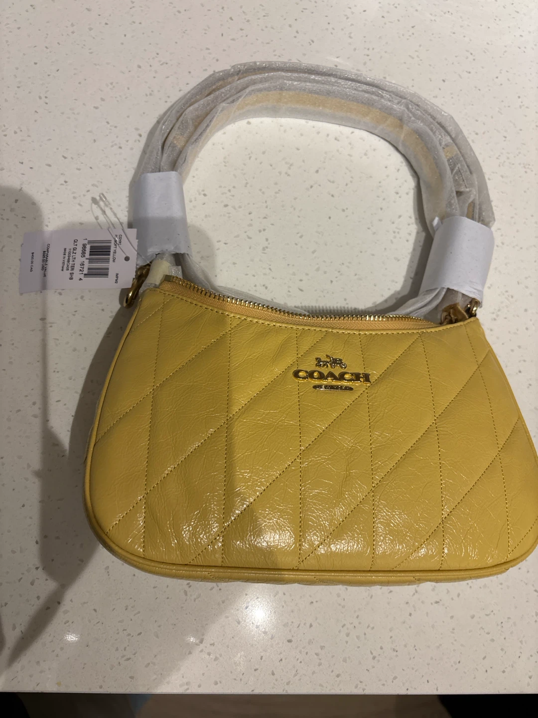 Coach Quilted Leather Shoulder Bag - Soft Yellow