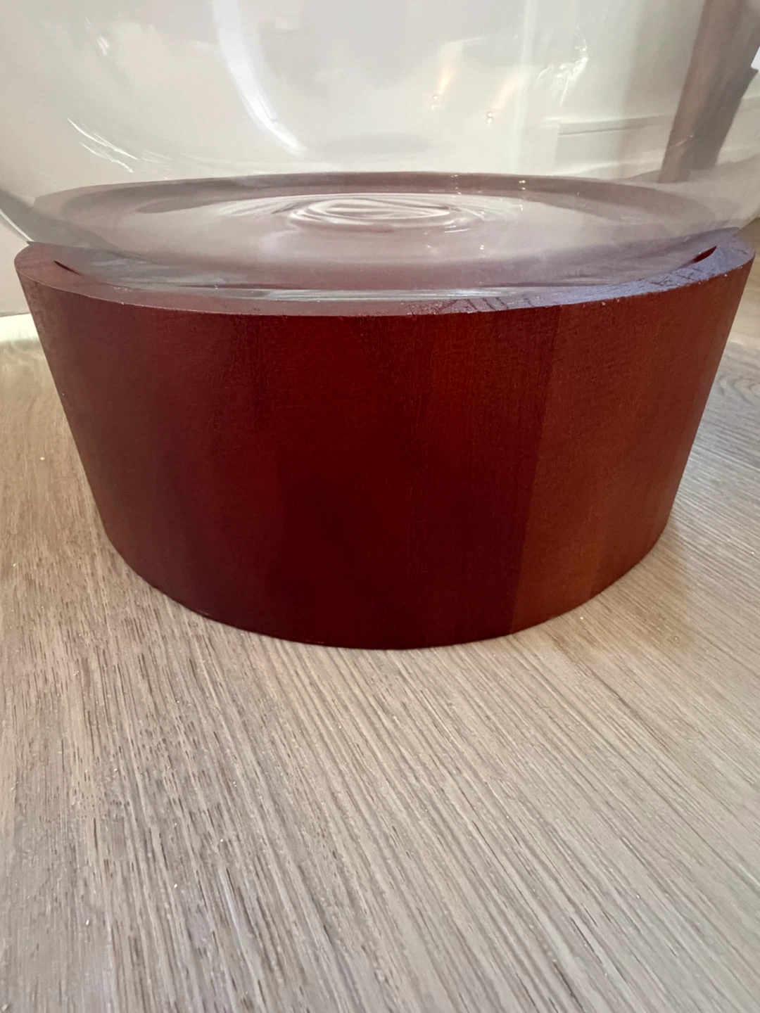 Large Glass Beverage Dispenser with Wooden Base and Cork Lid - photo 5