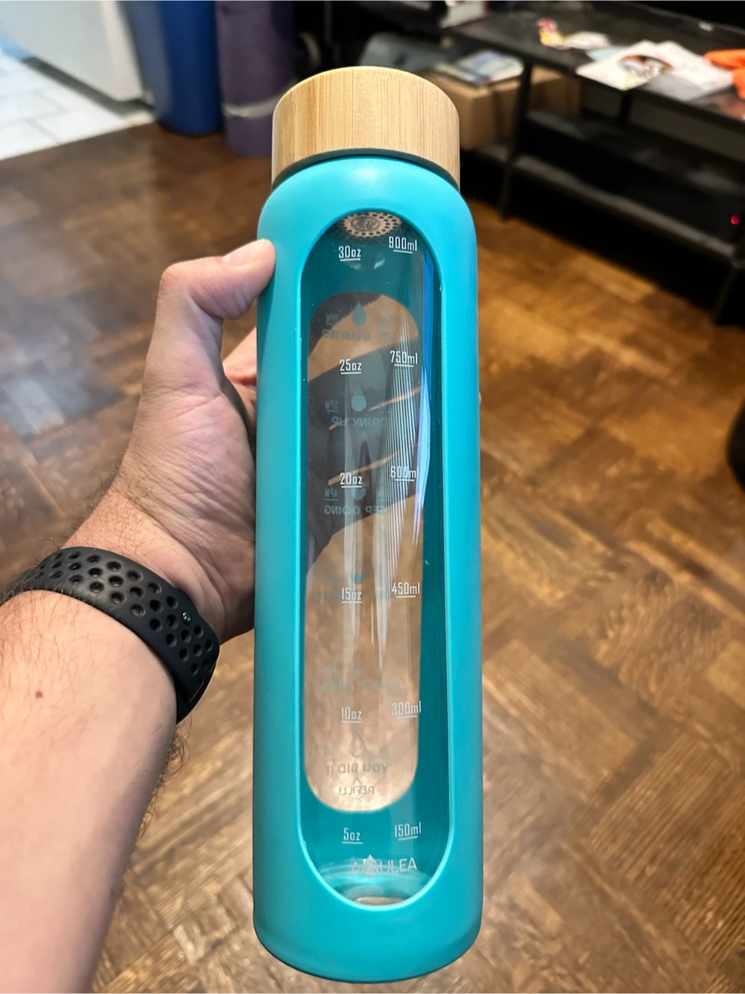 Motivational Glass Water Bottle with Bamboo Lid - photo 2