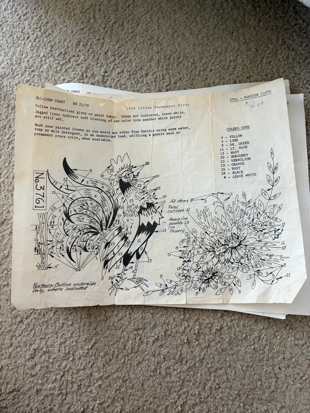 Vintage Tri-Chem table Cloth Kit with Rooster Design - photo 2