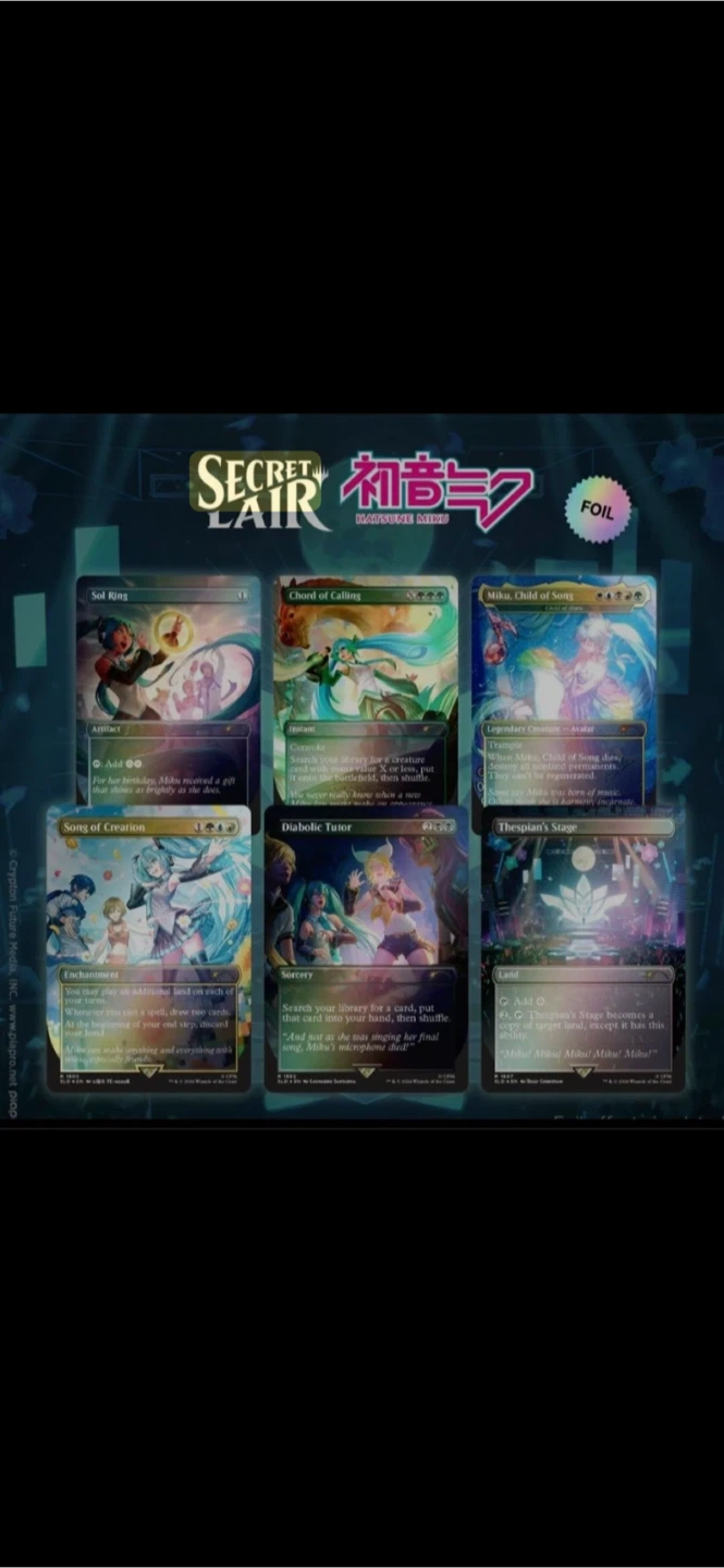 Magic The Gathering Secret Lair x Hatsune Miku FOIL Cards