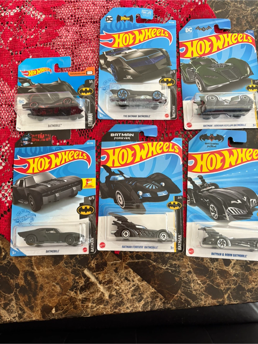 6 Hot Wheels Batman Die-Cast Cars - Assorted Models