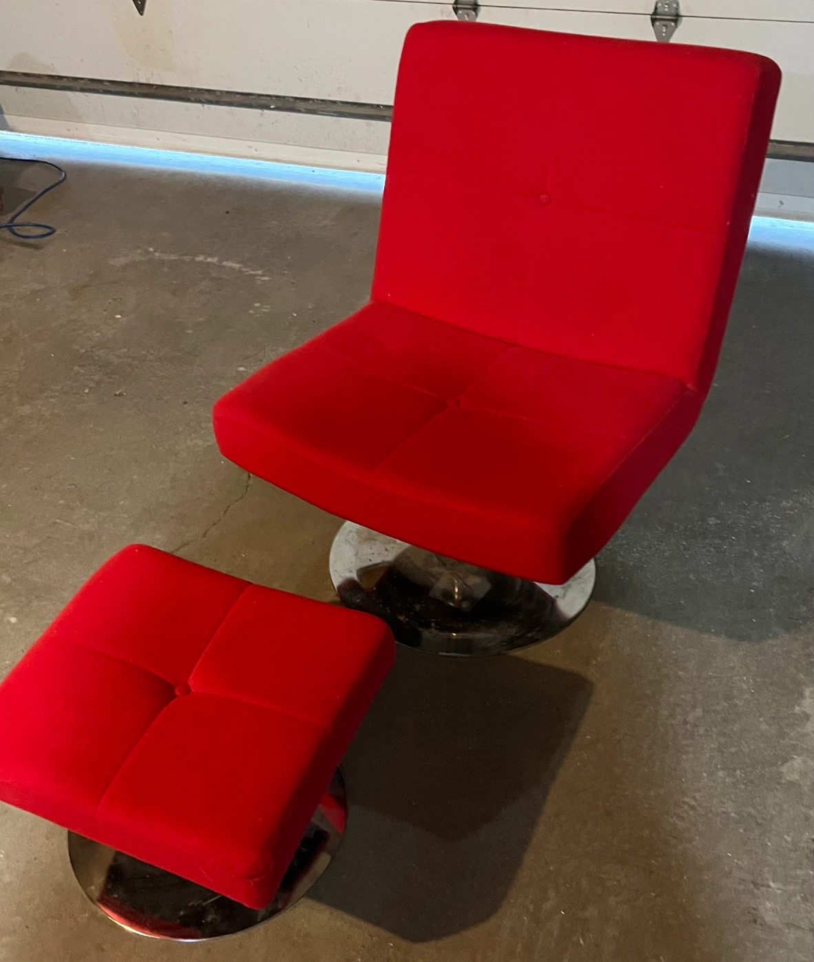 Red Swivel Chair and Ottoman Set