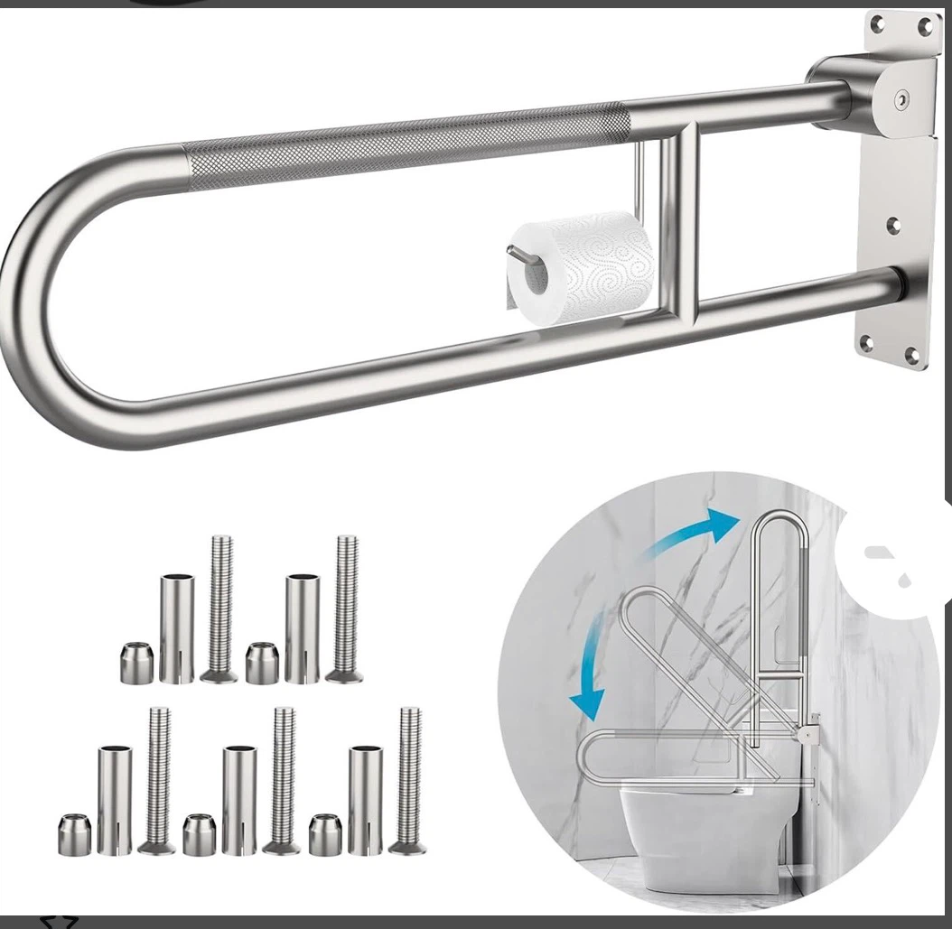 Foldable Grab Bar with Toilet Paper Holder