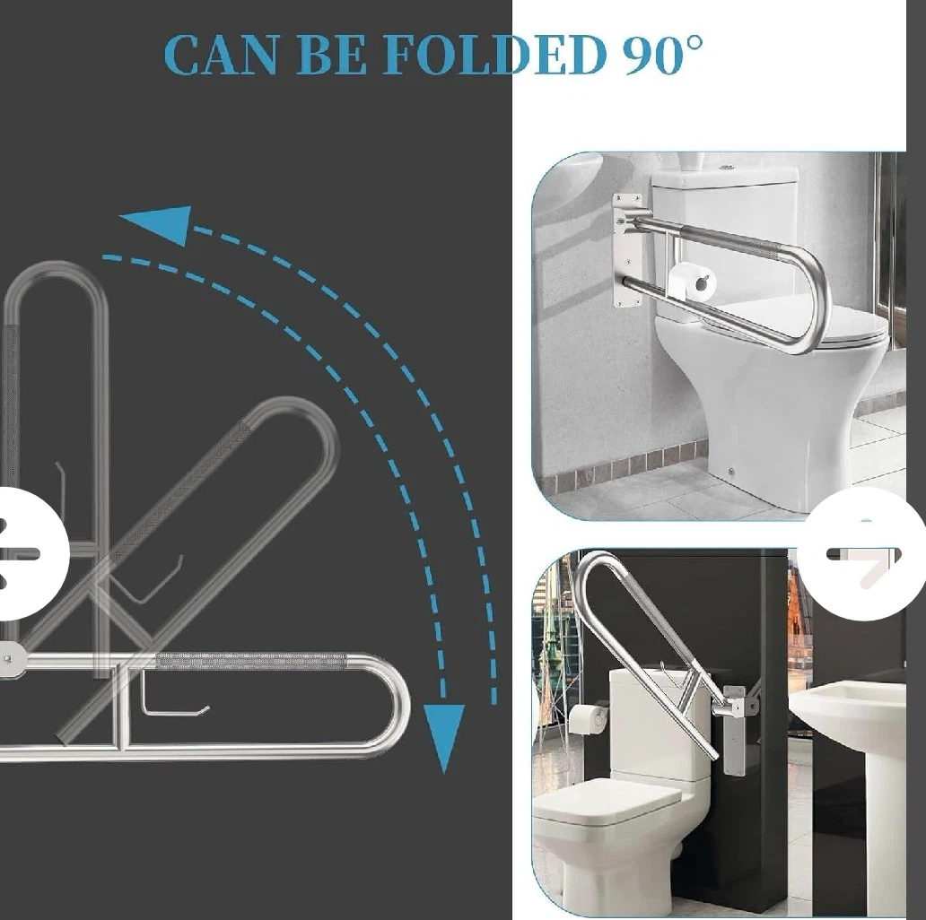 Foldable Grab Bar with Toilet Paper Holder - photo 3