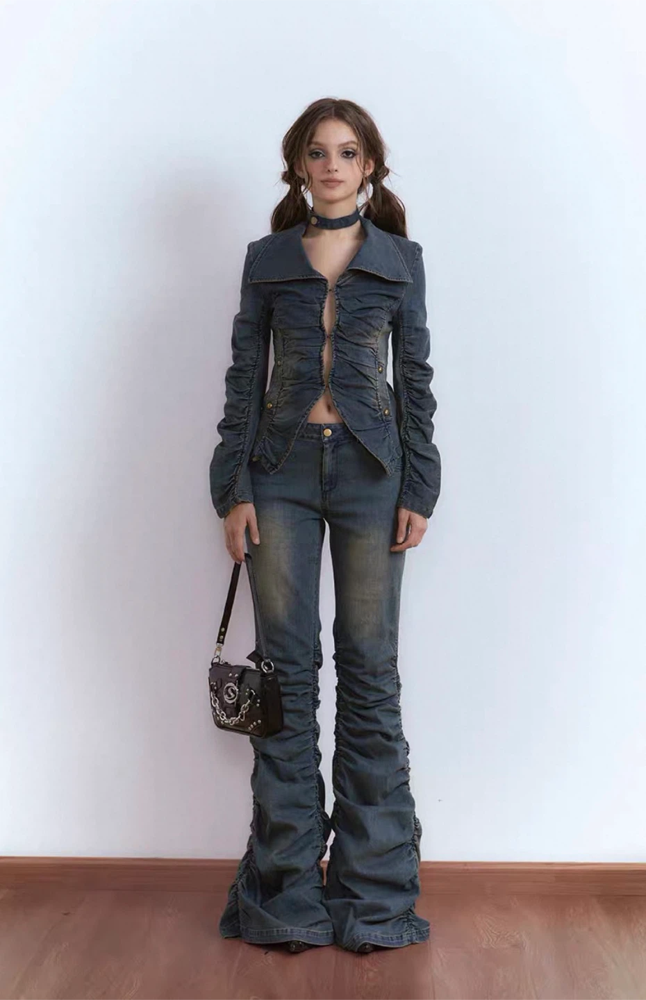 Women's Ruched Denim Jacket