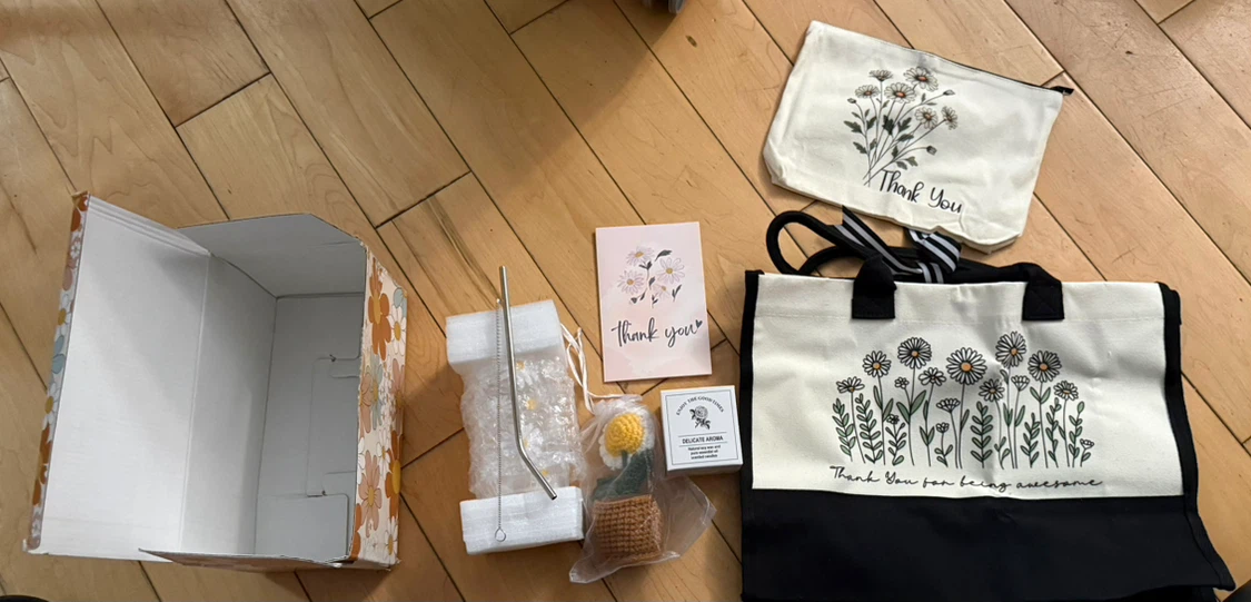 Daisy Thank You Tote Bag & Pouch Set