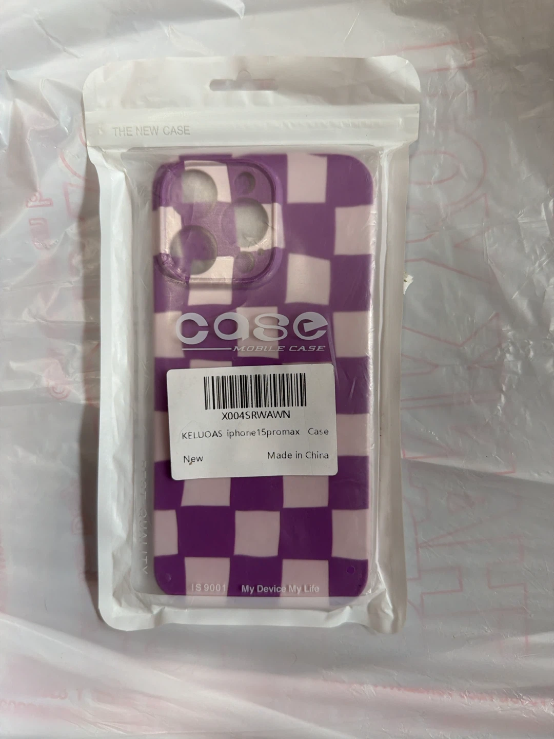 KELUOAS Purple Checkered iPhone 15 Pro Max Case