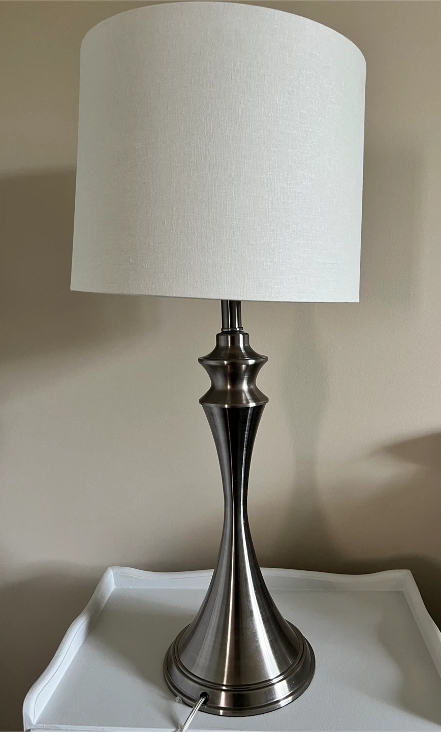 Silver Table Lamp with White Shade