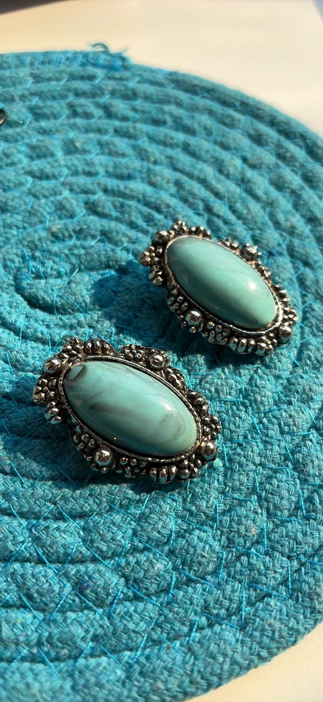 Turquoise like Stone Clip-on Earrings