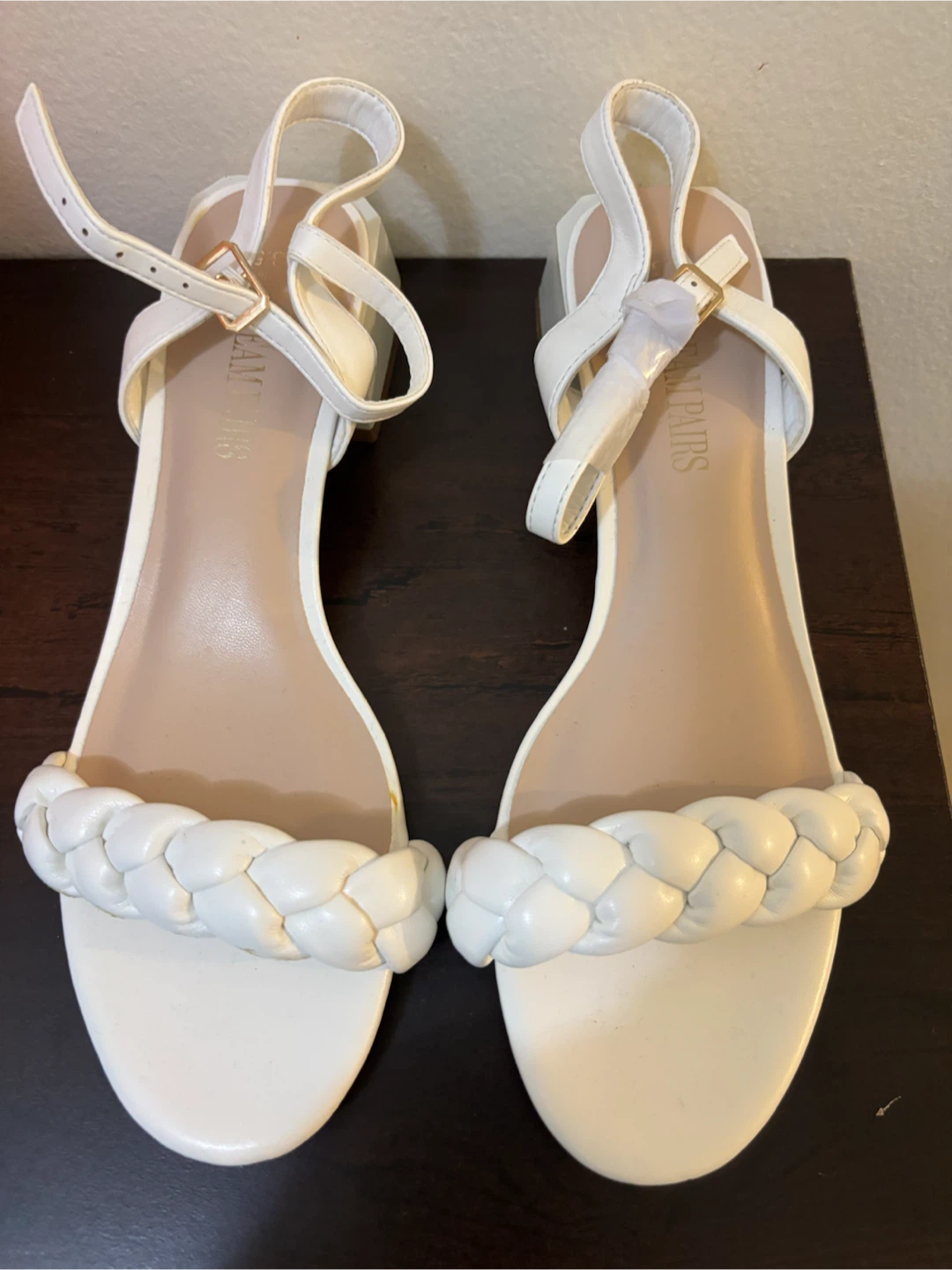 NEW-White Strappy Block Heel Sandals-Size 8.5
