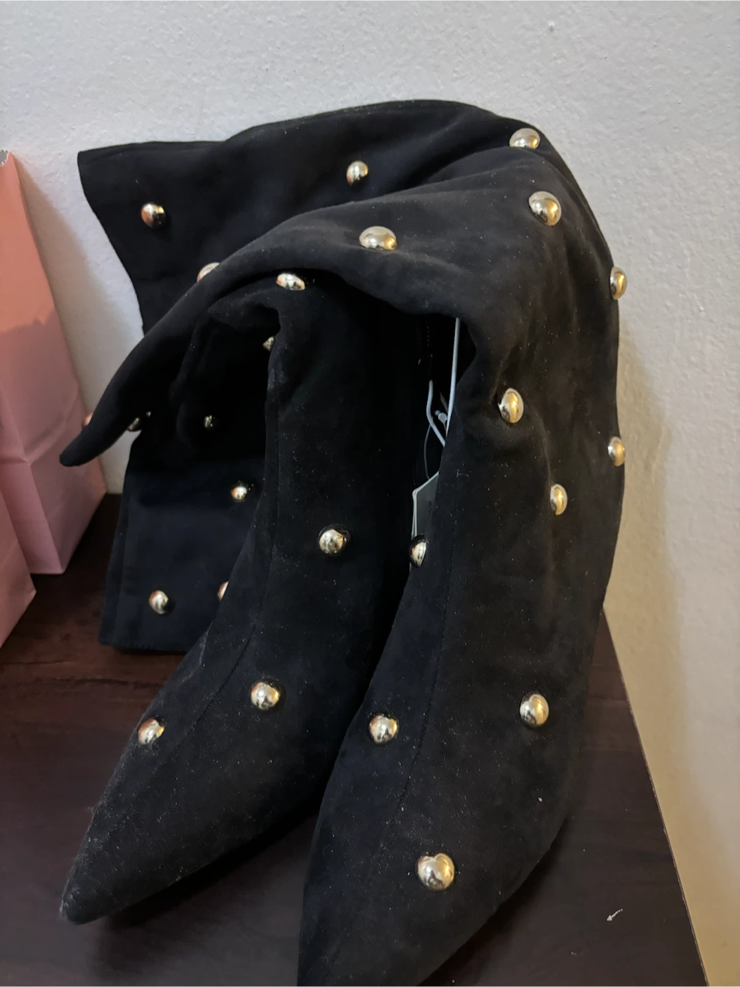 NEW-Size 8.5-Target Black Studded Heeled Boots