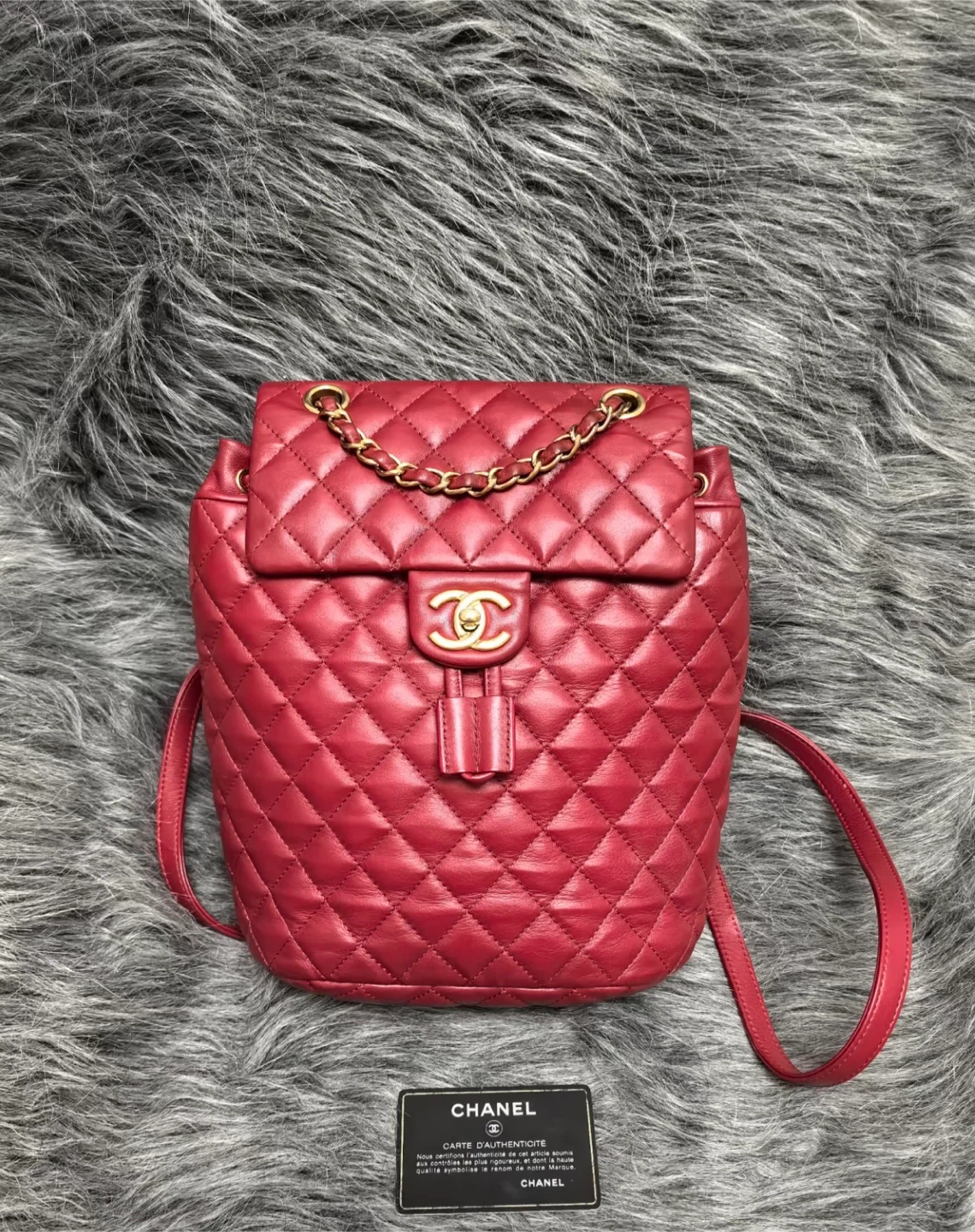 Chanel Quilted Leather Backpack Red