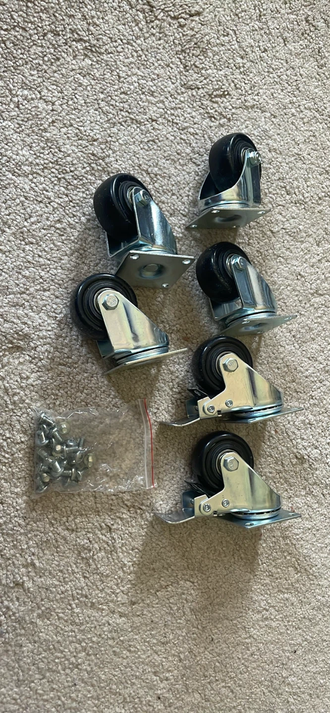 6 Casters with Screws with 2 locking brakes