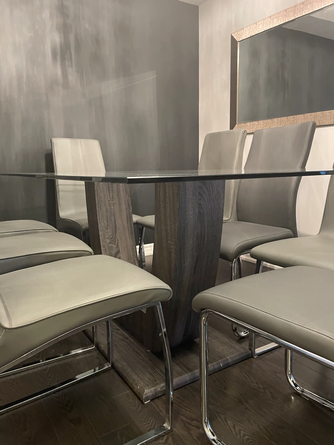 Glass table dining set with 8 chairs - photo 2