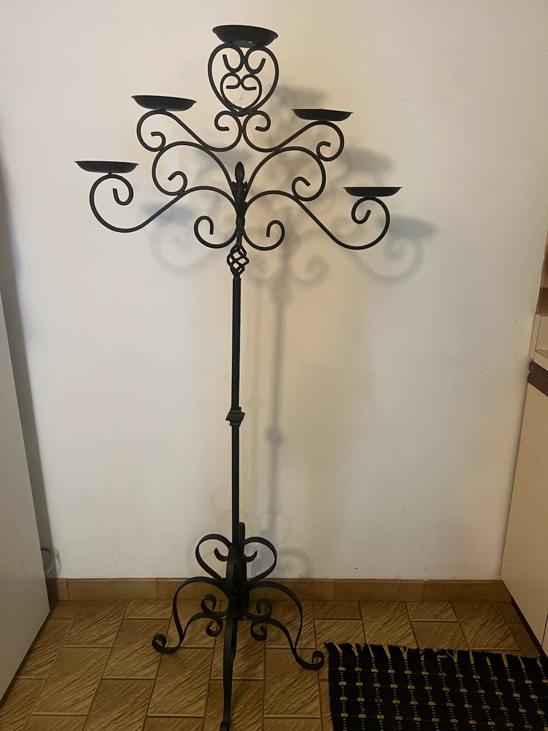 Black Metal Candelabra Floor Stand