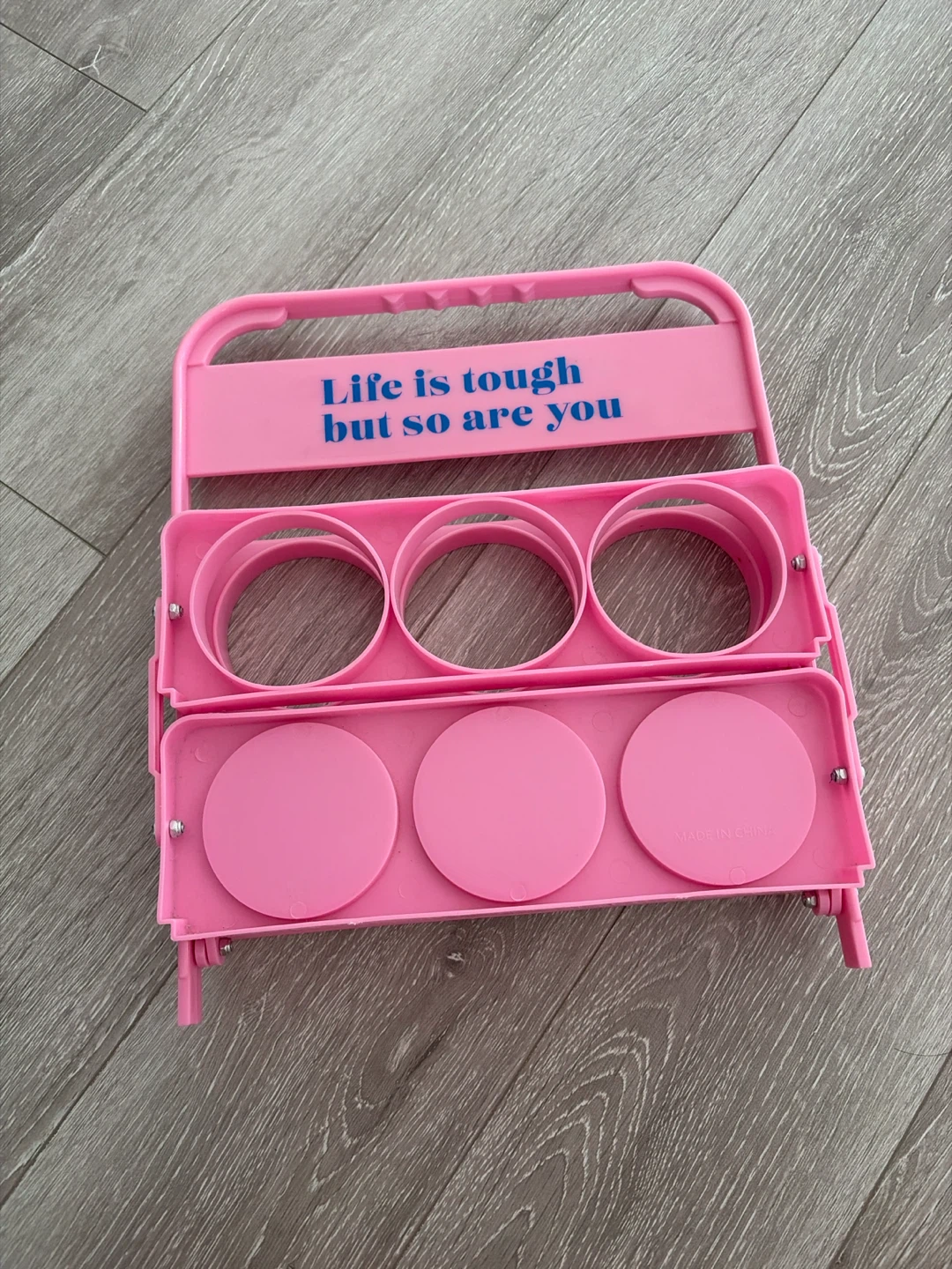 Pink 6-Cup Drink Caddy and 4 Plastic Champagne Flutes Set - photo 5