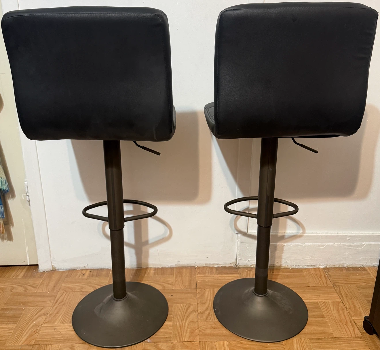 Set of 2 Black Faux Leather Bar Stools - photo 3