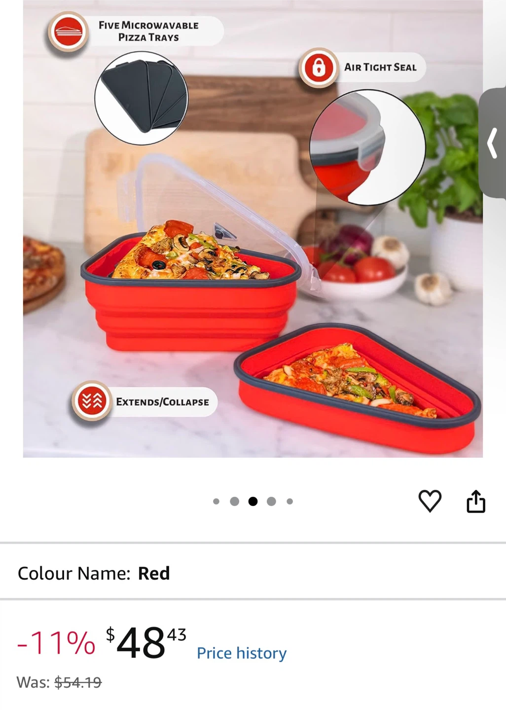 Collapsible Pizza Keeper with 5 Microwave Trays