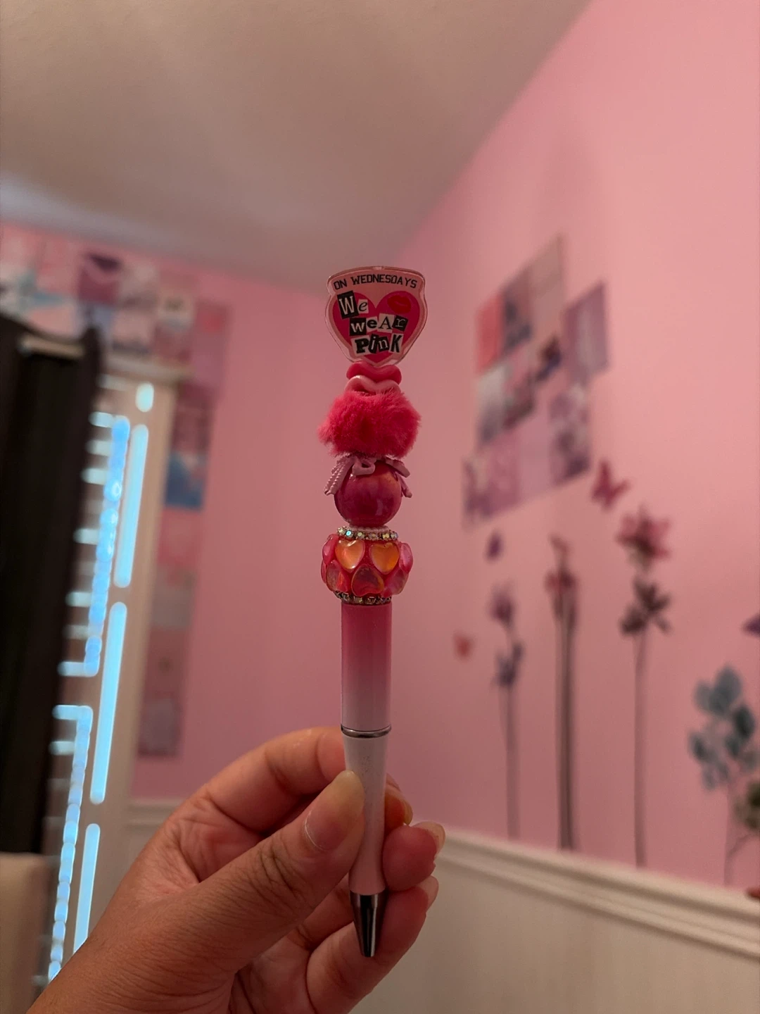 Pink Beaded Pen - "We Wear Pink"