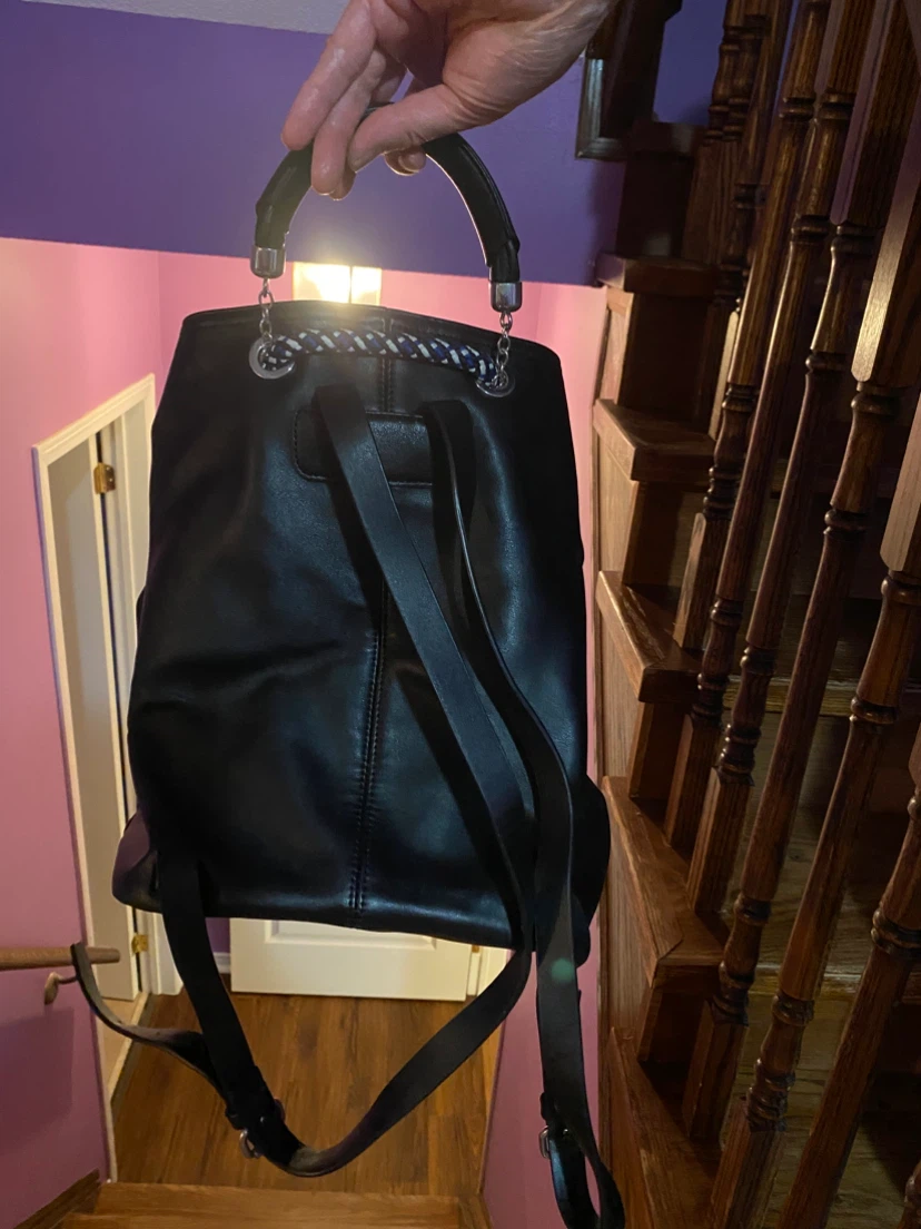 ZARA TRF Black Faux Leather Backpack - photo 2