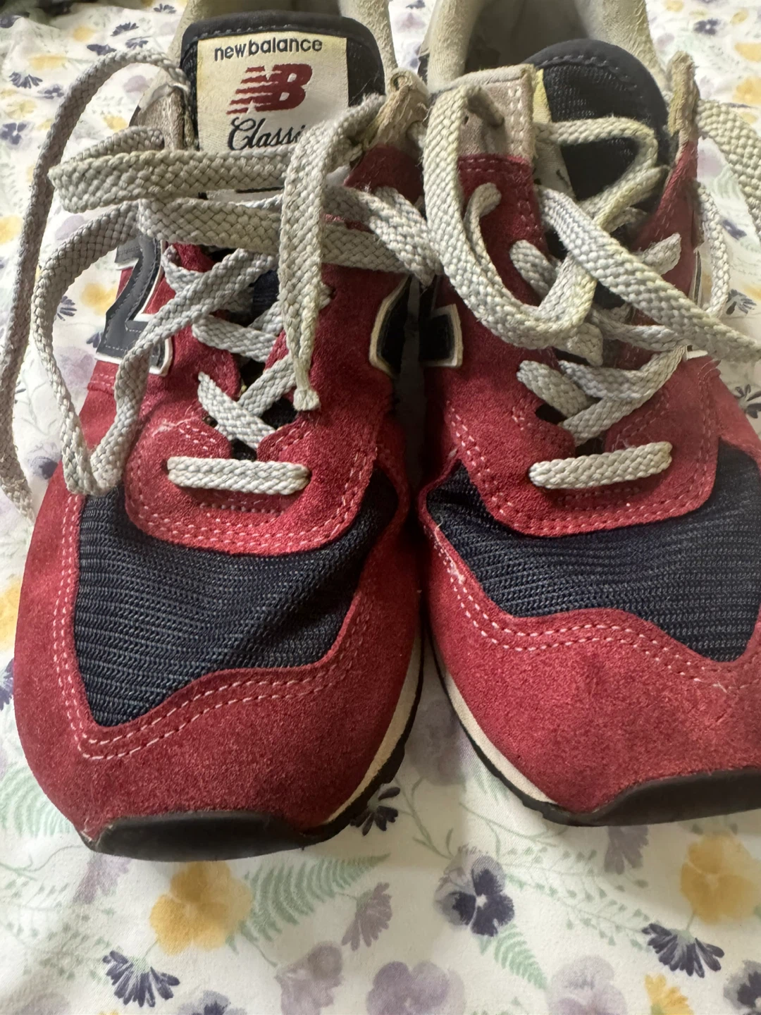 New Balance 574 Classic Burgundy Navy Suede Sneakers - photo 2