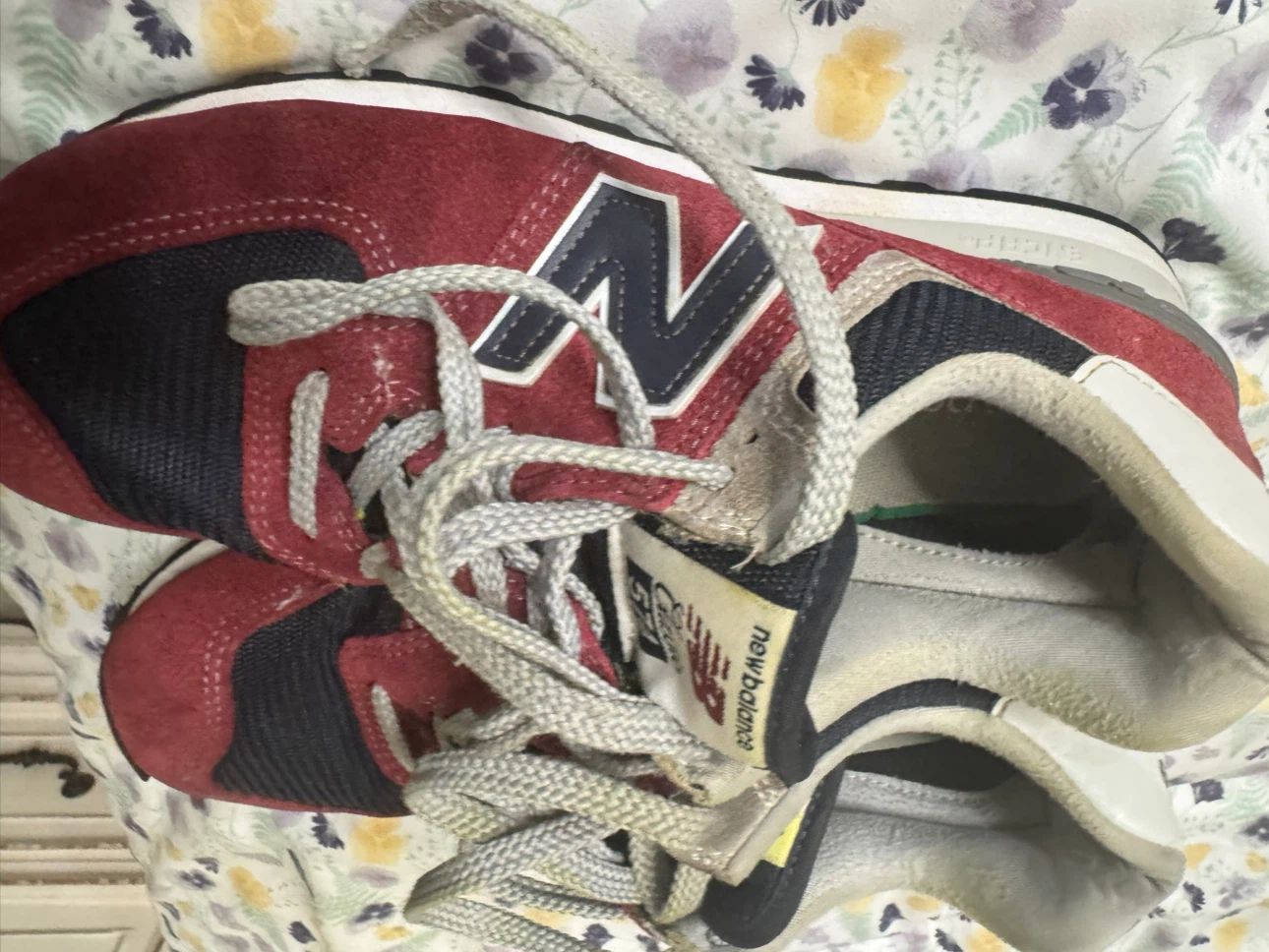 New Balance 574 Classic Burgundy Navy Suede Sneakers - photo 3