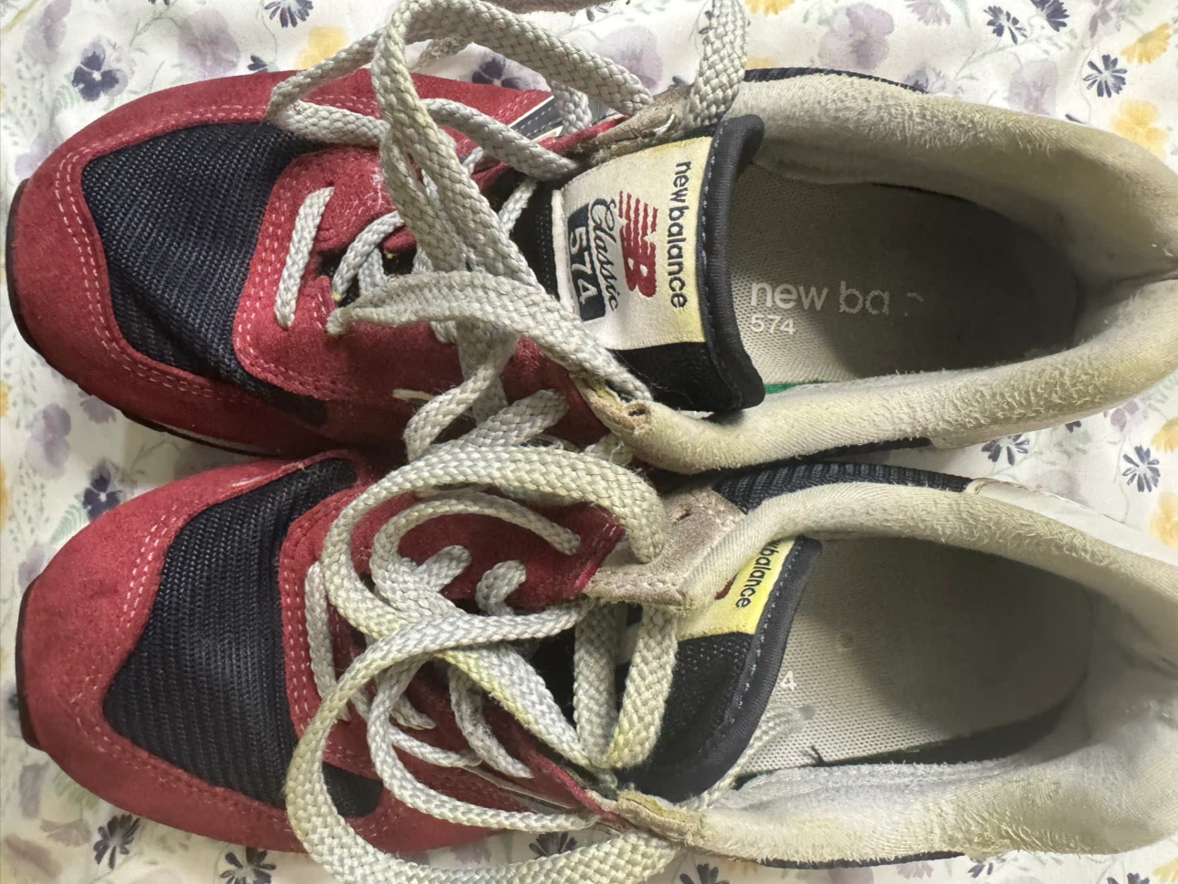 New Balance 574 Classic Burgundy Navy Suede Sneakers - photo 4