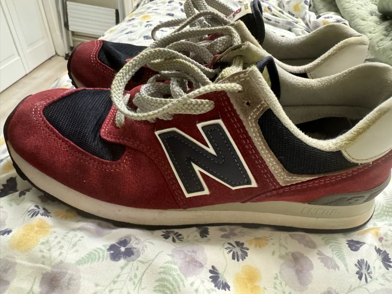 New Balance 574 Classic Burgundy Navy Suede Sneakers - photo 5