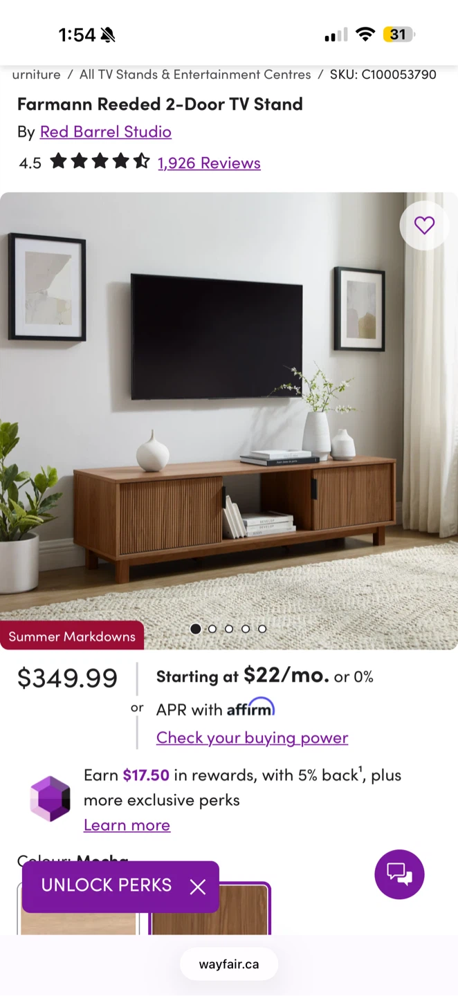 Farmann Reeded 2-Door TV Stand