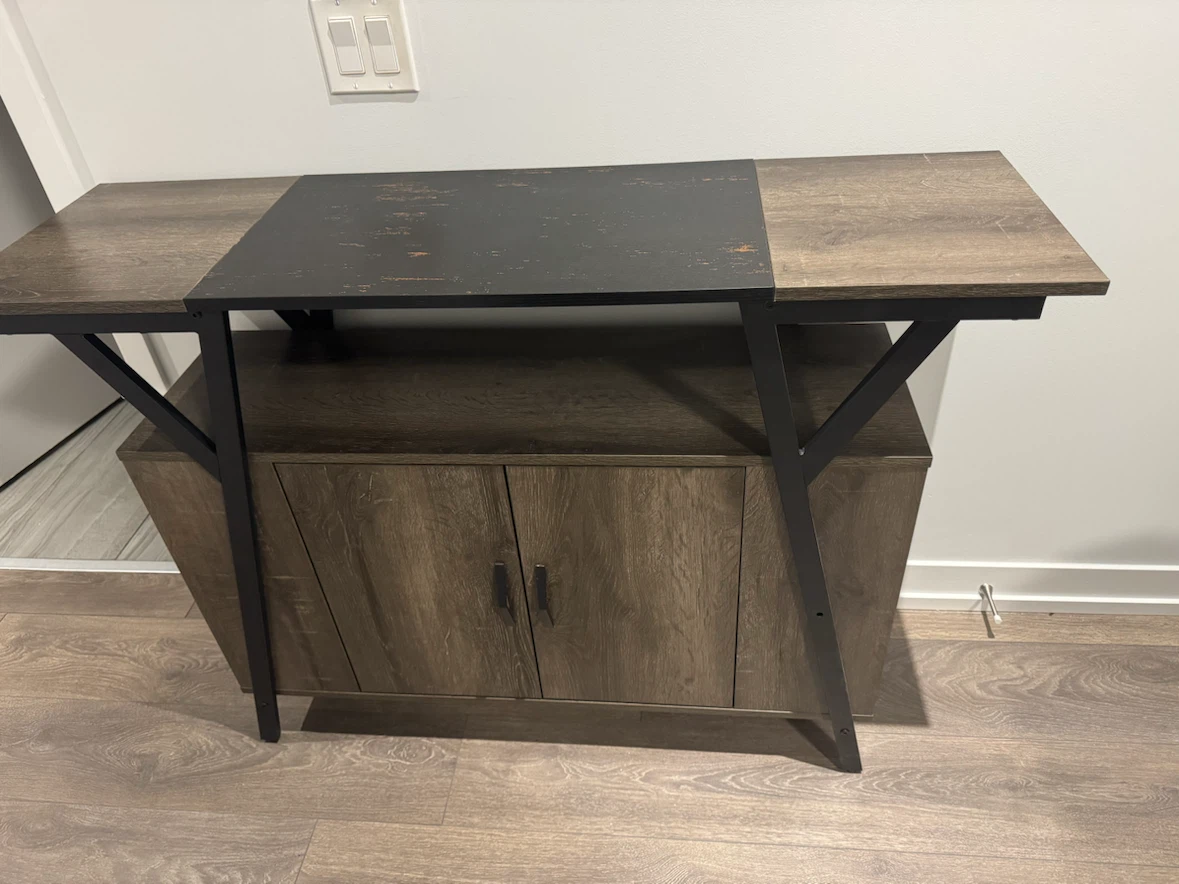 Dark Wood Cabinet with Shelving and Two Doors - photo 2