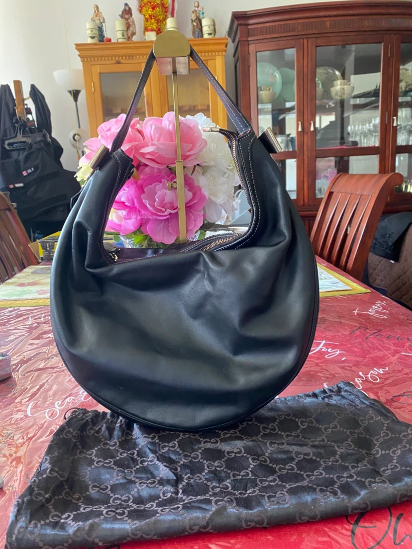 Gucci Black Leather Hobo Bag