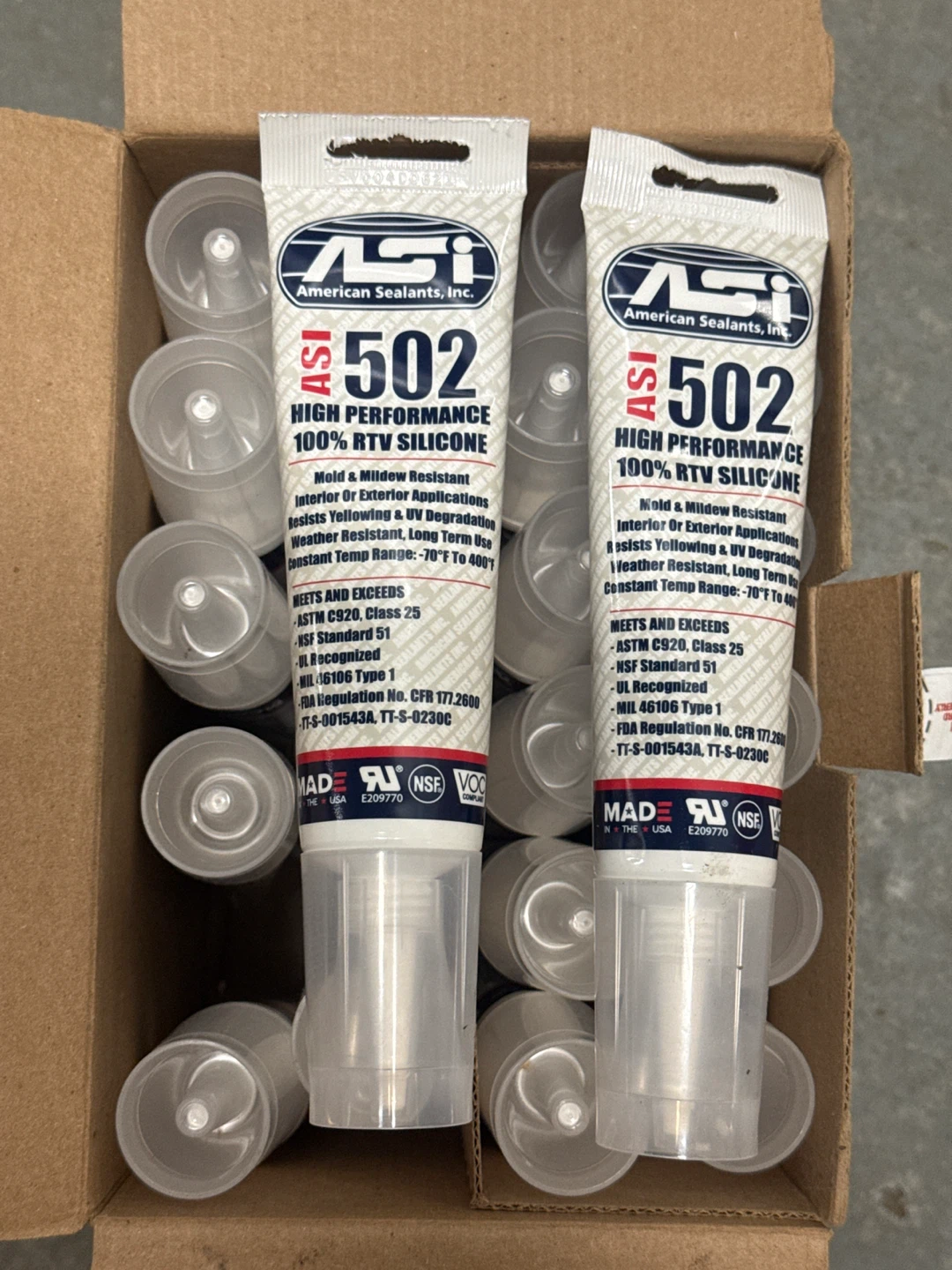 Case  of 24 ASI 502 RTV Silicone Sealant - 2.8 oz. Tubes - Clear - photo 3