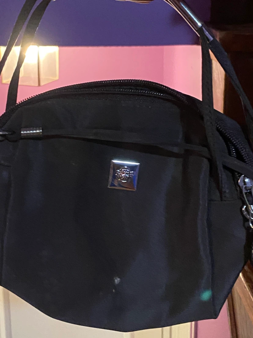 Black Nylon Shoulder Bag with Silver Accents - photo 3