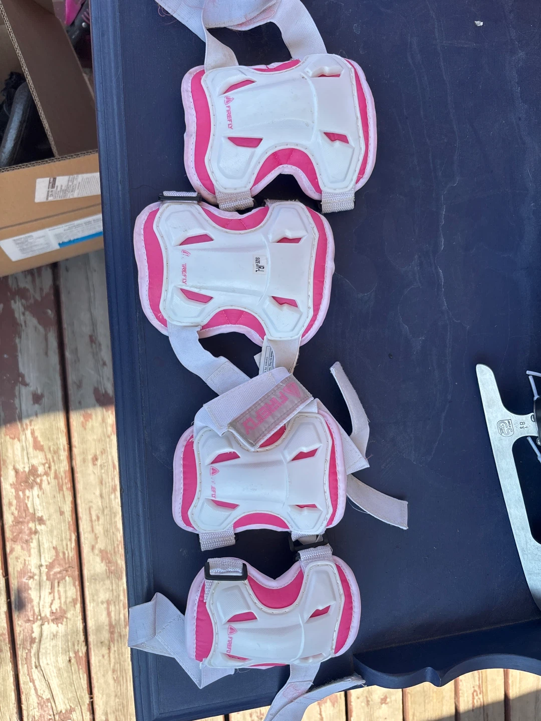 White Figure Skates with Pink Protective Gear Set - photo 3