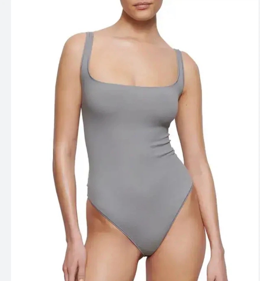 SKIMS Ribbed Bodysuit Gray XS