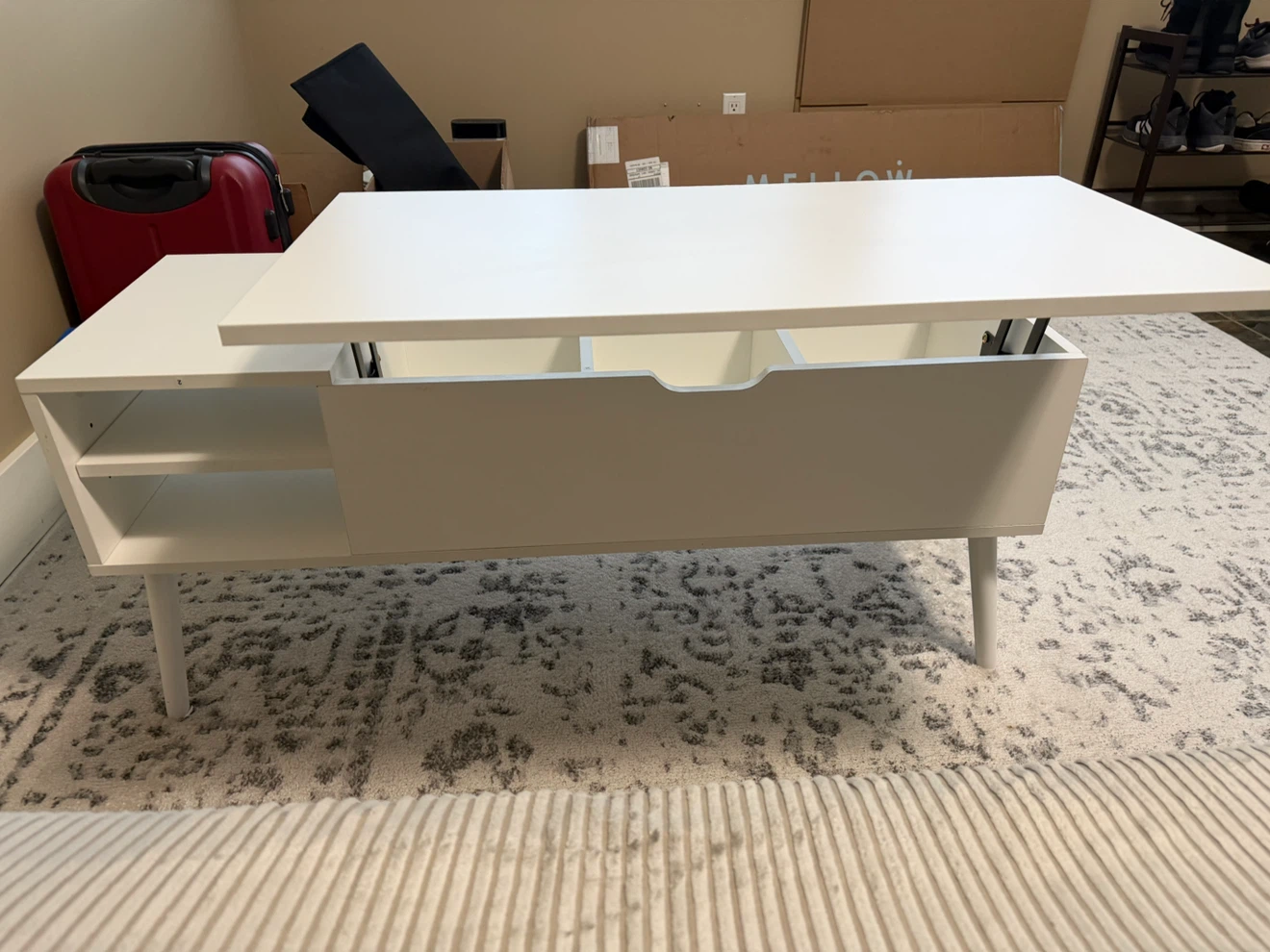 White Lift Top Coffee Table with Storage - photo 4