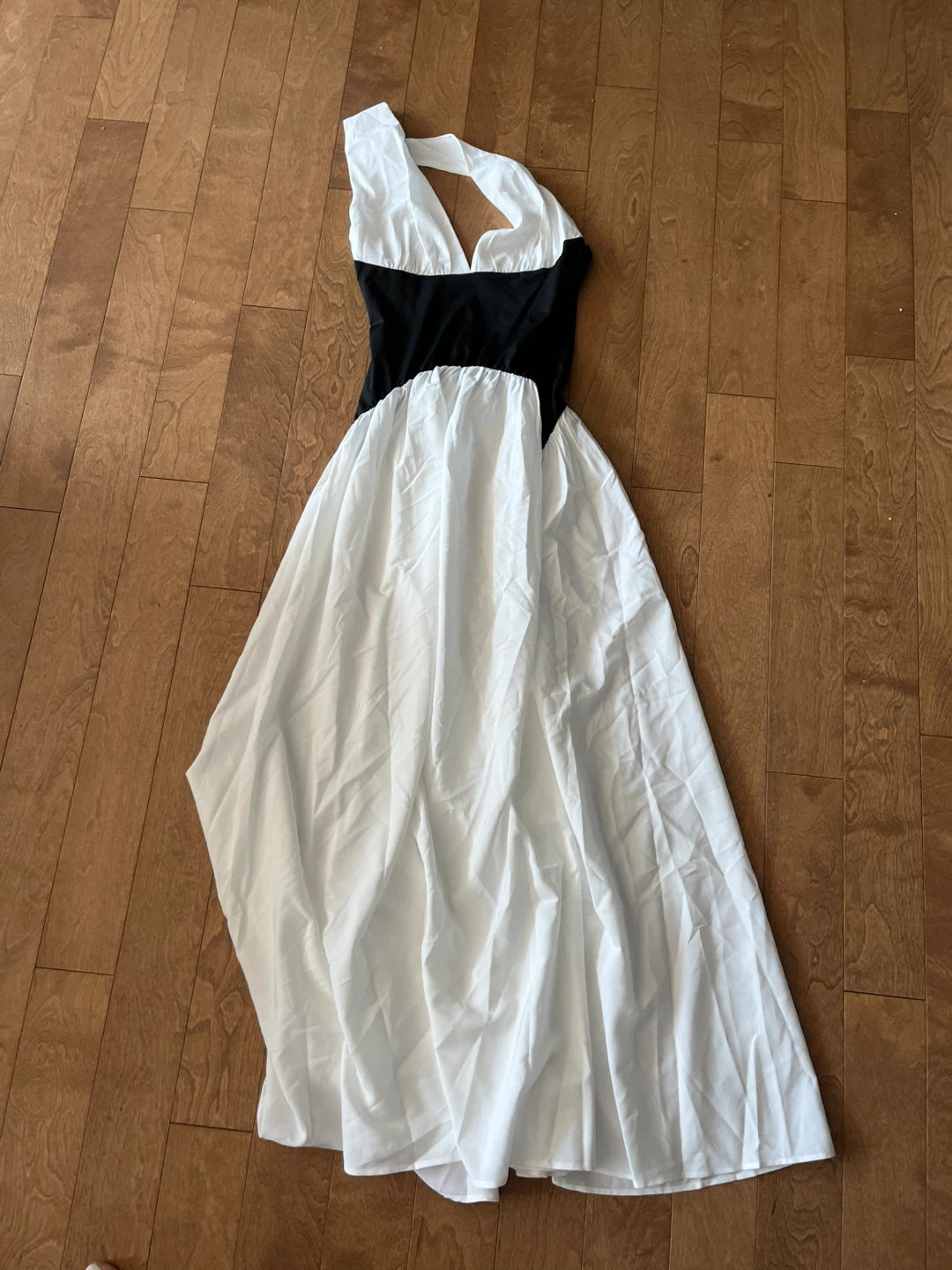 White and Black Halter Dress