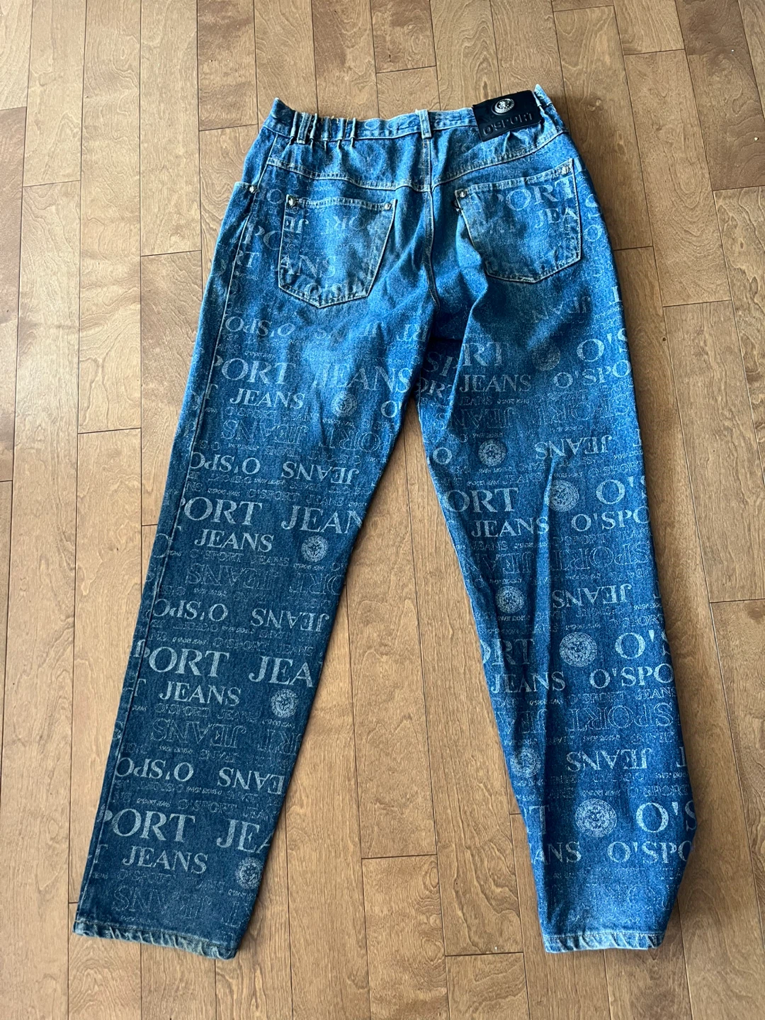 Blue Denim Jeans with All-Over Print - photo 2
